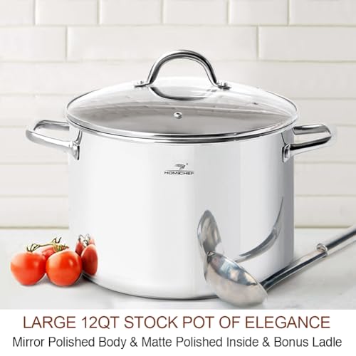 12 Quart LARGE Stock Pot with Glass Lid
