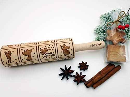 Embossing Rolling Pin for Christmas Cookies