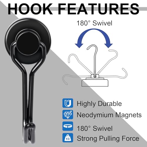 Swivel Swing Magnetic Hooks (12 Count)