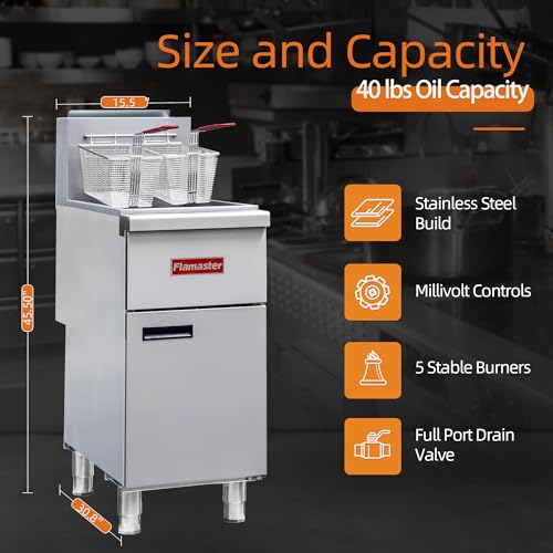 Commercial Gas Floor Fryer with 2 Baskets