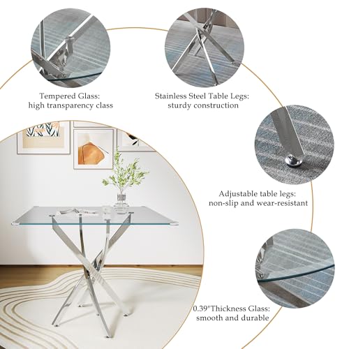 5 Piece Square Glass Dining Table Set (5 Count)