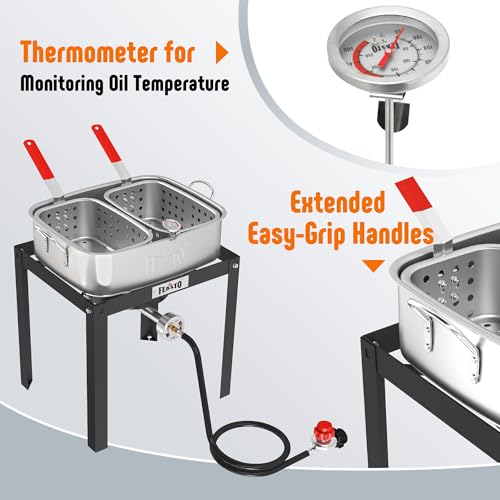 18 QT Propane Fish Fryer Pot and Baskets for Outdoor Cooking