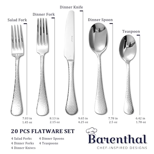 20 Piece Hammered Silverware Set (71.49 Count)