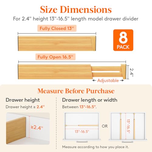 2.4" Kitchen Drawer Dividers (8 Count)