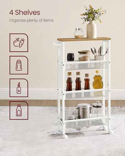 4 Tier Slim Rolling Storage cart with Wheels