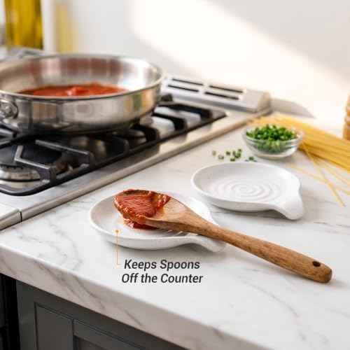 Ceramic Utensil Holder with Spoon Rest for Kitchen Counter