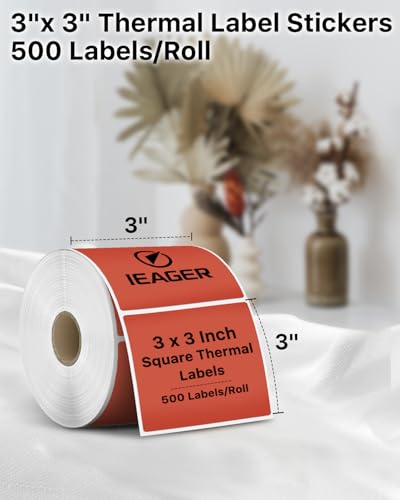 Red 3" x 3" Square Thermal Label Stickers