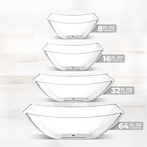 4 Pack Disposable Clear Plastic Serving Bowls Square Party Candy Use 64oz (4 Count)