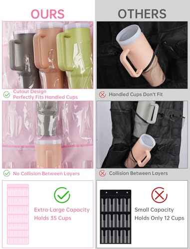 35 Pocket Door Hanging Cup Organizer Fit for Stanley Tumbler 30 40oz