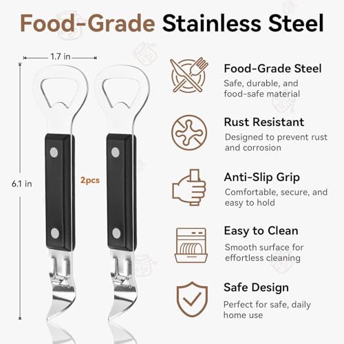 2-in-1 Can Punch Opener & Bottle Opener, 2-Pack, 6.1" (2 Count)
