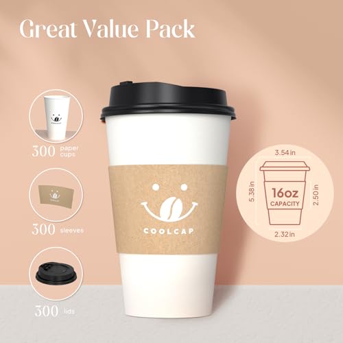 Coffee Cups with Lids and Sleeves (300 Count)
