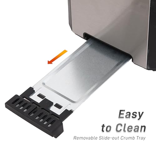 4 Slice Long Slot Stainless Steel Toaster with Extra Wide 1.5” Slots