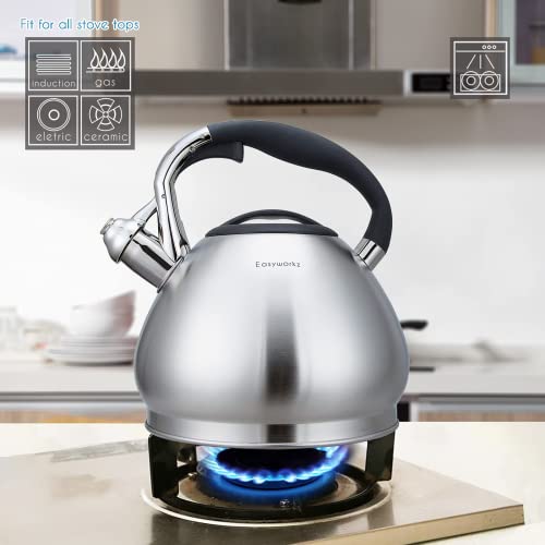 Whistling Stovetop Tea Kettle Food Grade Stainless Steel Hot Water Tea Pot With Loud Whistle