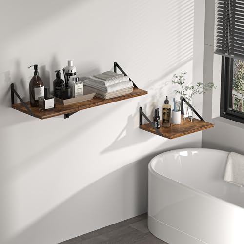 16W x 12D Deep Floating Shelves Set of 2 Rustic Brown (2 Count)