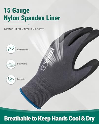 W5 Foam Nitrile Coated Work Gloves for Men & Women (12 Count)
