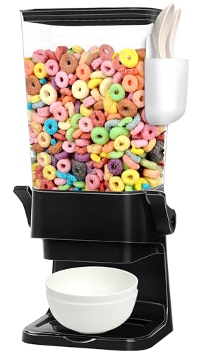 Cereal Dispenser Countertop with 2 Pack Bowls and Spoons 5.5 Qt (2 Count)