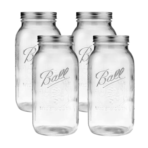 Wide Mouth Glass Mason Jars with Lids and Bands (4 Count)