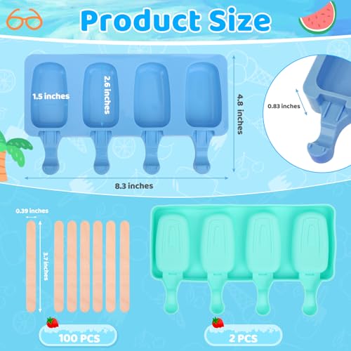 2 Set Silicone Popsicle Molds with 100 Sticks (2 Count)