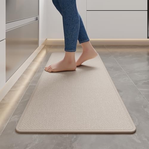 Kitchen Rugs Kitchen Mats for Floor Non Slip Washable Beige 17"x47" (5.48 Sq Ft)
