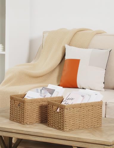 Wicker Storage Baskets for Shelves (2 Count)