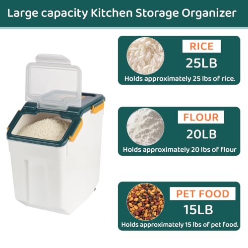 25 Pound Large Food Grade Container for Rice Flour Sugar