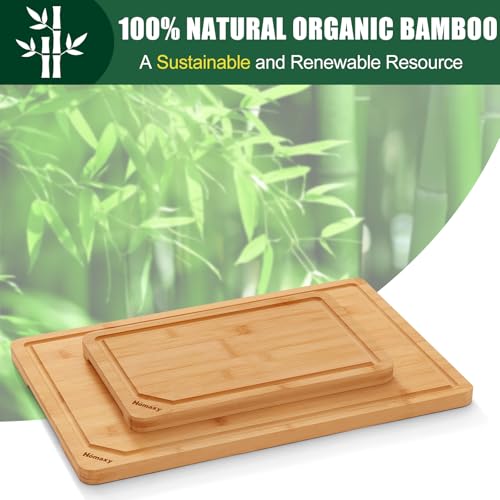 Organic Bamboo Cutting Boards Set for Kitchen Set of 2 (2 Count)