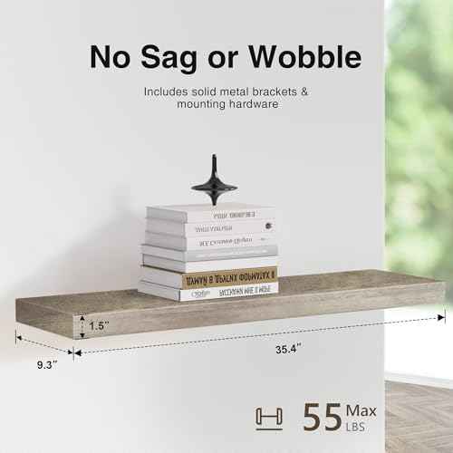 Floating Shelves for Grey Wood Shelf for Bedroom (3 Count)