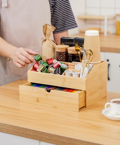 Coffee Bar Organizer Countertop with Drawer