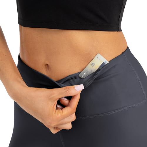 High Waist Butt Lifting Leggings for Women Buttery Soft Breathable Yoga Pants with Hidden Pocket Tummy Control Gym Dark Grey