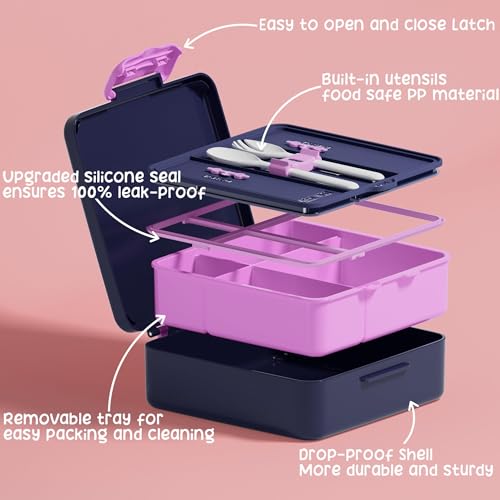 Kids Bento Snack Lunch Box with Thermo Insulated Toddler Lunch Bag