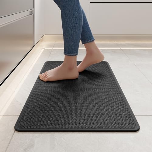 Kitchen Rugs Kitchen Mats for Floor Non Slip Washable Black 17"x30" (2.2991 Sq Ft)
