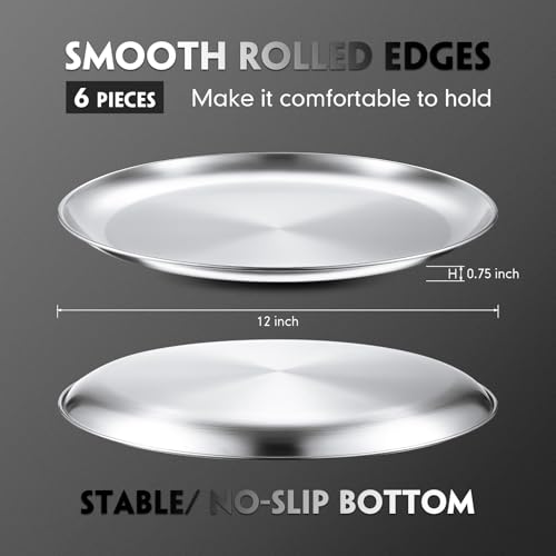 6 Pieces Silver Pizza Pans 12 Inch Bakeware (6 Count)