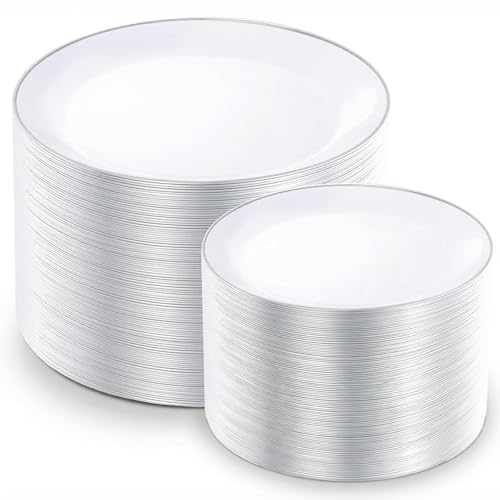 200PCS Silver Plastic Plates (200 Count)