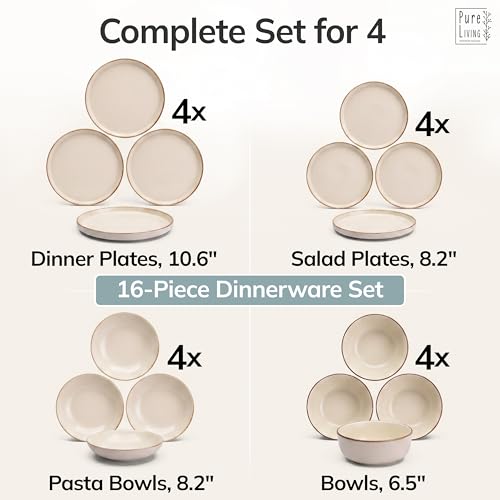 16 Piece Stoneware Dinnerware Set for 4 (16 Count)