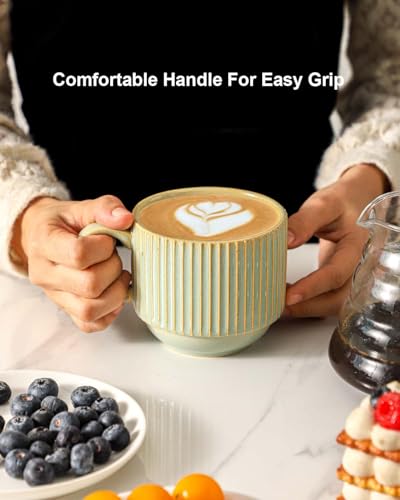 Ceramic Coffee Mugs Set of 4 with Rack (4 Count)