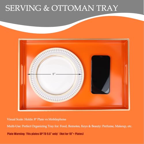 Orange Decorative Serving Tray with Handles