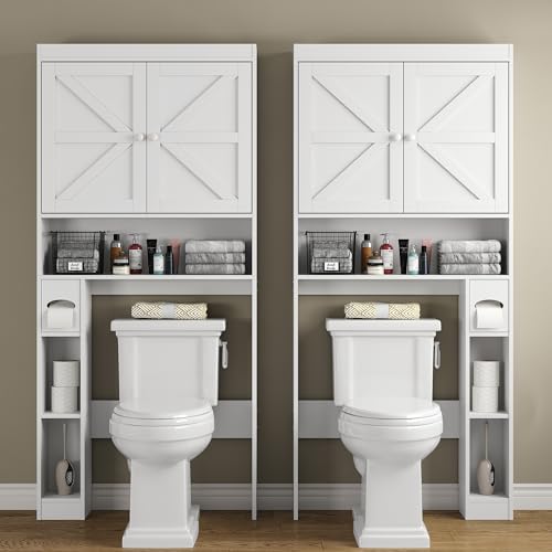 Over The Toilet Storage Cabinet with Barn Doors