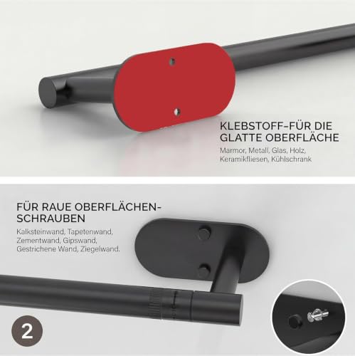 Matte Black Paper Towel Holder Under Cabinet Self Adhesive