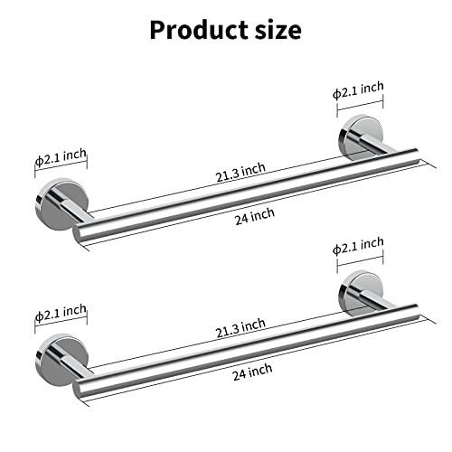 2 Pieces Polished Chrome Bathroom Towel Bar