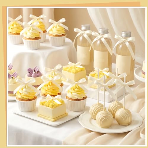 30 Pack Ivory Ribbon Bows for Cake Decorations Pre (30 Count)