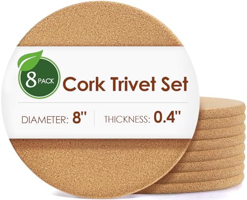 Cork Trivets for Hot Dishes 8 Pack 8 inch High (8 Count)