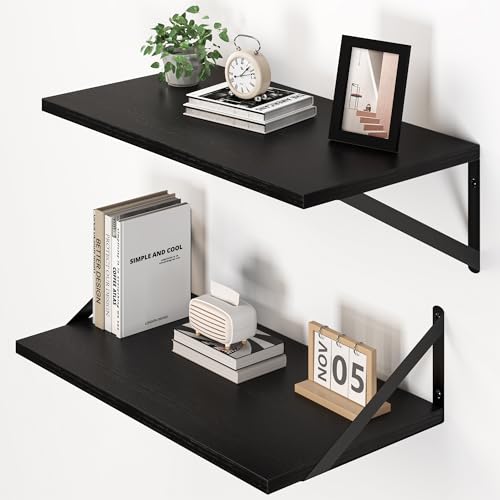 20W x 12D Deep Floating Shelves Set of 2 Black (2 Count)
