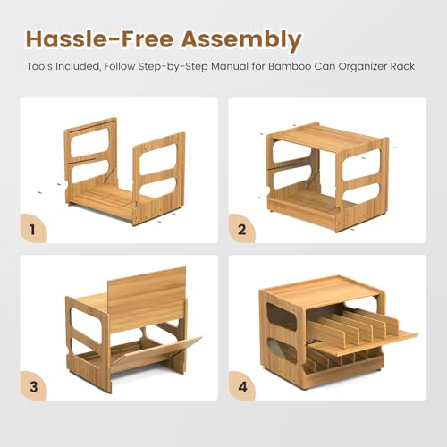 Stackable Bamboo Cat Food Can Organizer (36 Count)