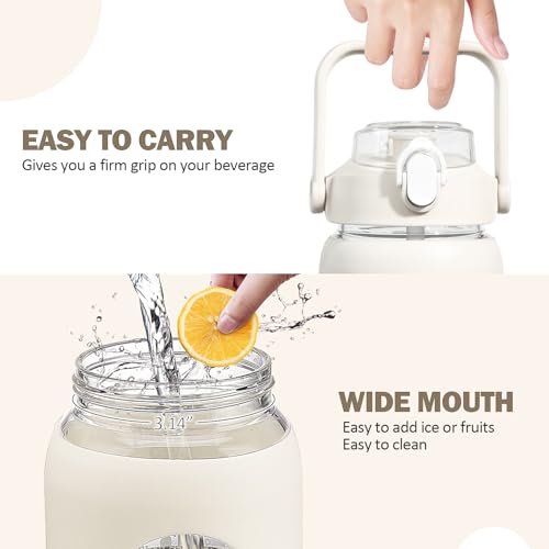 56oz Glass Water Bottles with Straw