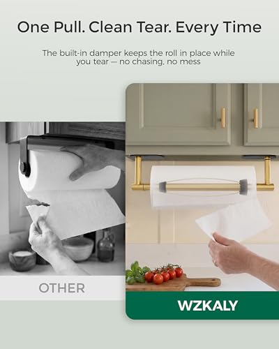 Paper Towel Holder Under Cabinet with Damping No Drill