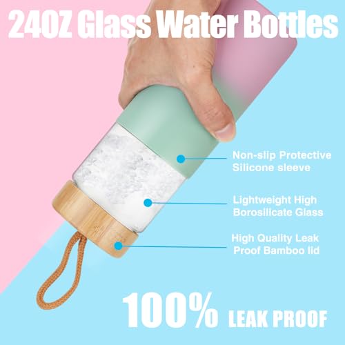 24 oz Glass Water Bottles with Lids