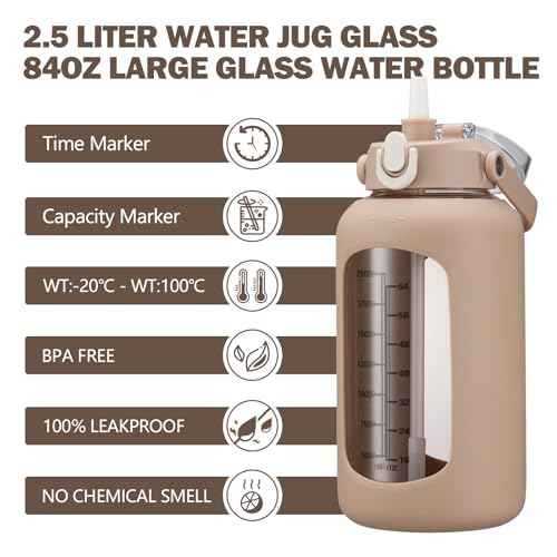 84oz Glass Water Bottle with Straw
