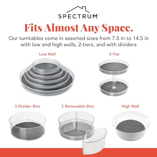 Extra Large High Wall Turntable 12.25 in Pack of 2 Charcoal Gray XL Tall Lazy Susan Rotating Organizer for Kitchen Countertop Bath Cabinet Refrigerator Pantry Shelf Under Sink Organization (2 Count)