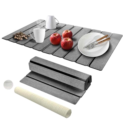 Dish Drying Mat Stone Bath Mat Diatomaceous Earth Stone Drying Mat For Kitchen Counter Sink Bath Mat Quick Dry Non Slip Foldable Dish Drying Rack Mat Large