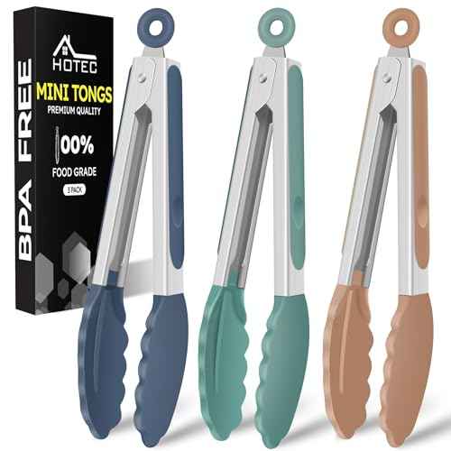 Mini Silicone Kitchen Tongs for Cooking (3 Count)